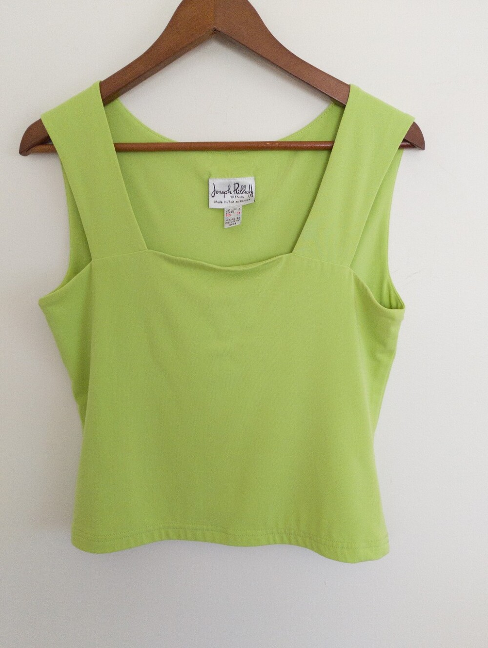 Joseph Ribkoff Lime Green Square Neck Tank Top Stretch Cami Size 10